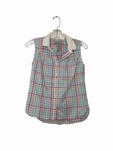 Jack Wills Size 4 White Plaid Pre-Owned Shirt- Ladies