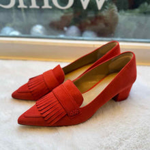 Load image into Gallery viewer, Ann Taylor Size 6 Red Orange Heels Pre-Owned Shoes- Ladies

