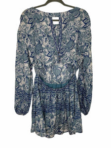 Free People Size Small Blue Print Pre-Owned Dress- Ladies