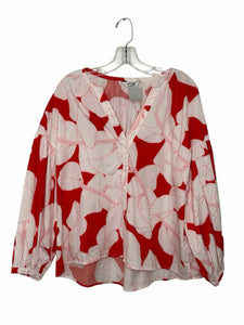 Crosby Size Large Red Floral Pre-Owned Top- Ladies