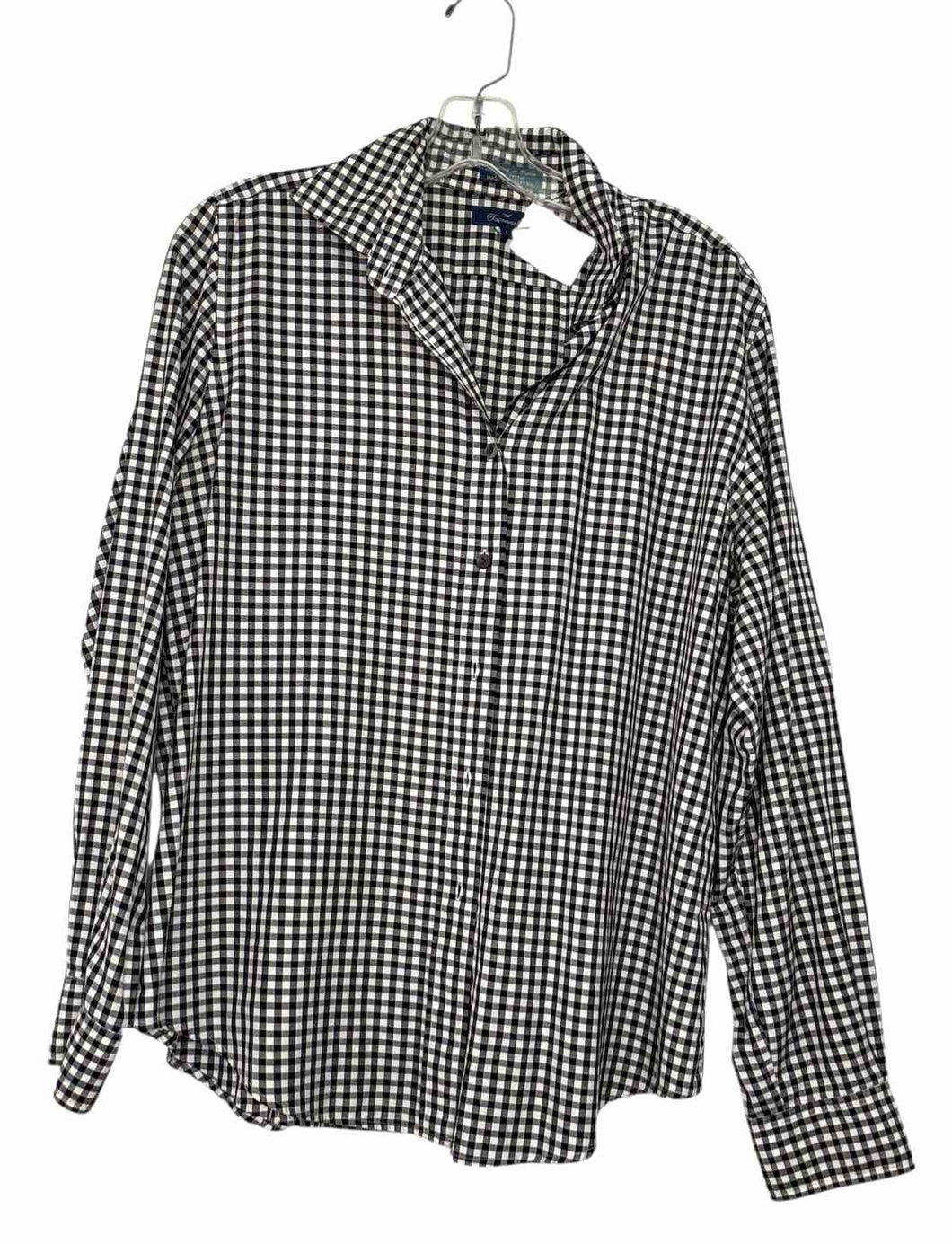Faconnable Size Large Black Plaid Pre-Owned Shirt- Ladies