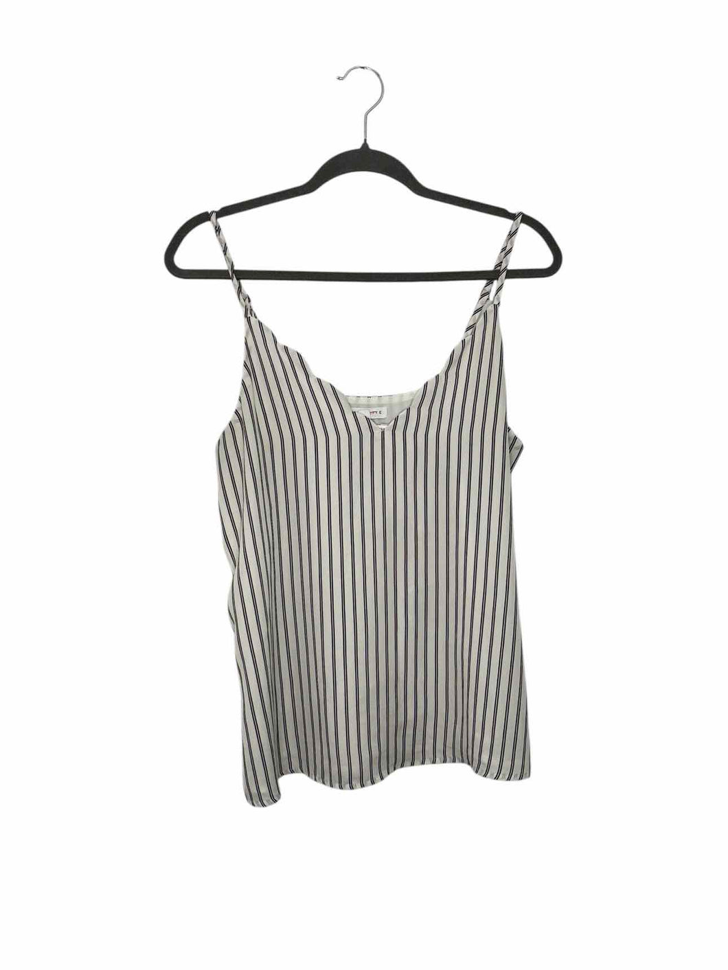 Socialite Size Medium White Stripe Pre-Owned Tank Top- Ladies