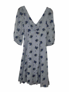 Free People Size X- Small Blue Floral Pre-Owned Dress- Ladies