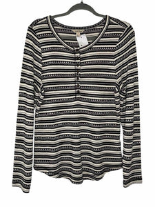 Lucky Brand Size X-Large Black Stripe Pre-Owned Sweater- Ladies