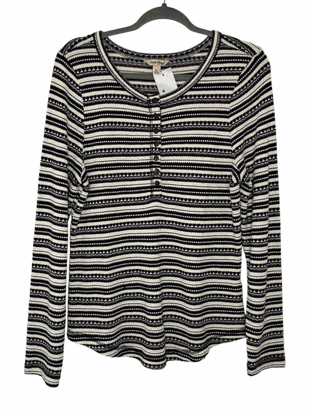 Lucky Brand Size X-Large Black Stripe Pre-Owned Sweater- Ladies