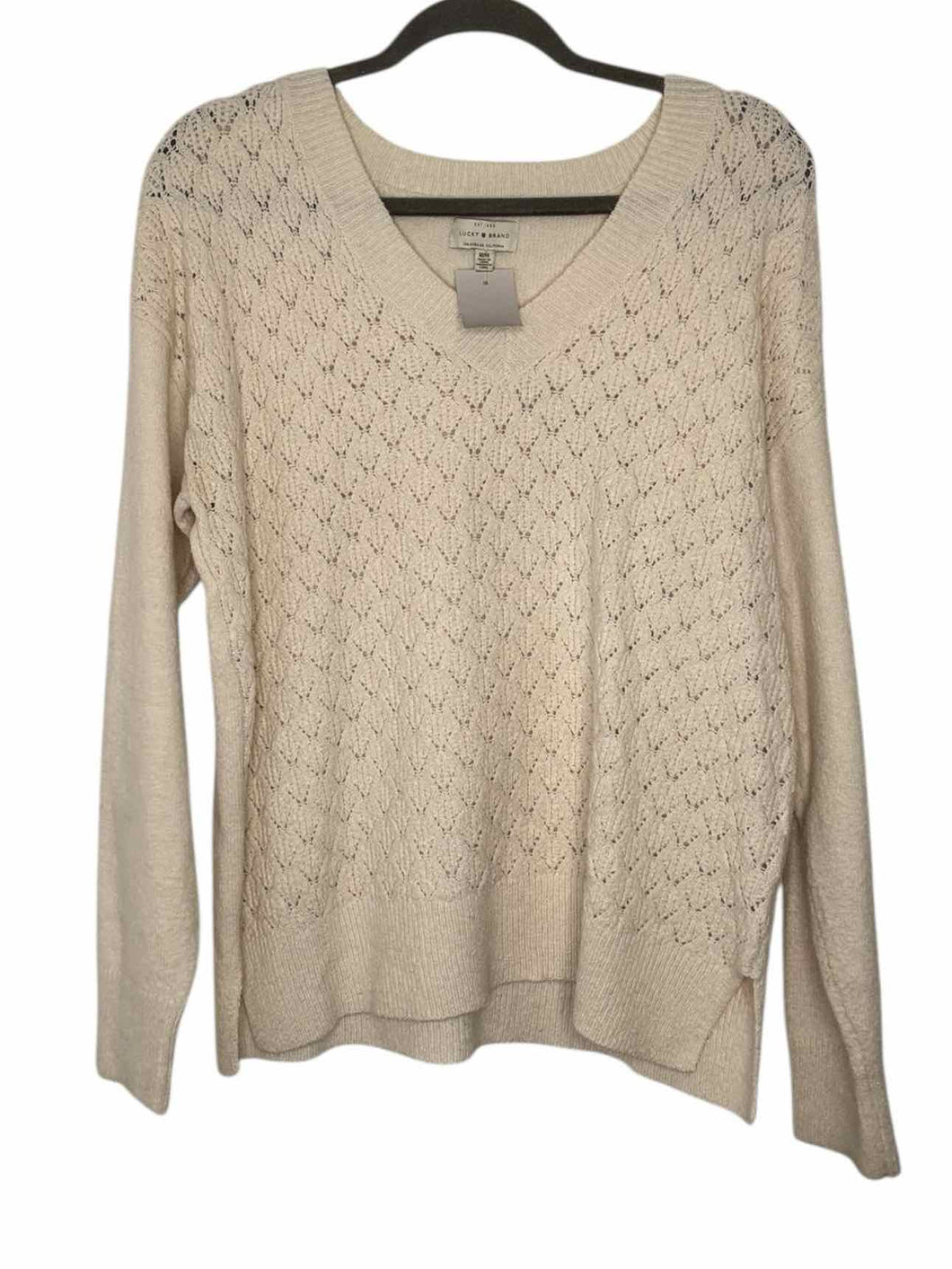 Lucky Brand Size Medium Cream Pre-Owned Sweater- Ladies