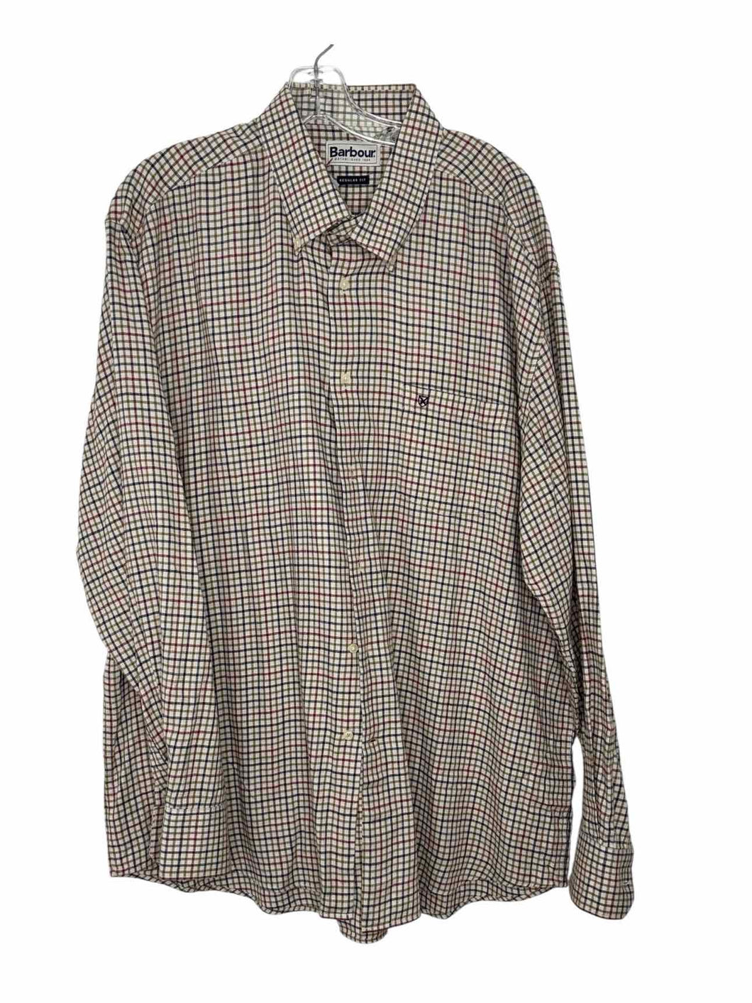 Barbour Size XL Cream Plaid Pre-Owned Shirt- Mens