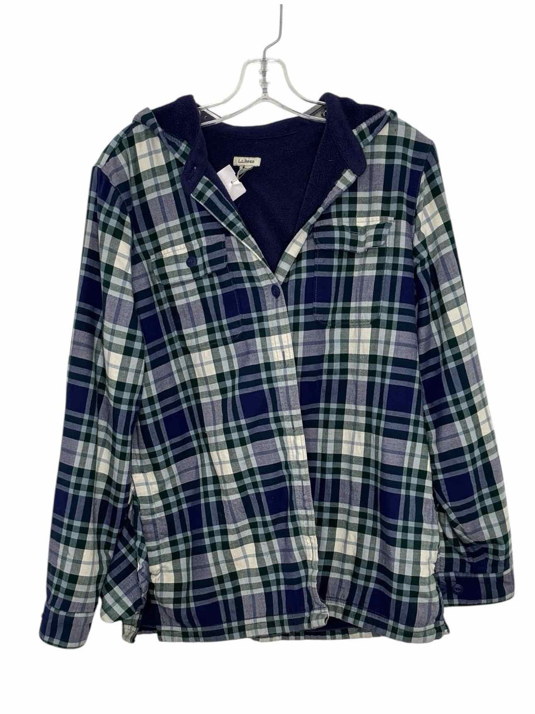 LL Bean Size Medium Blue Plaid Pre-Owned Jacket- Ladies