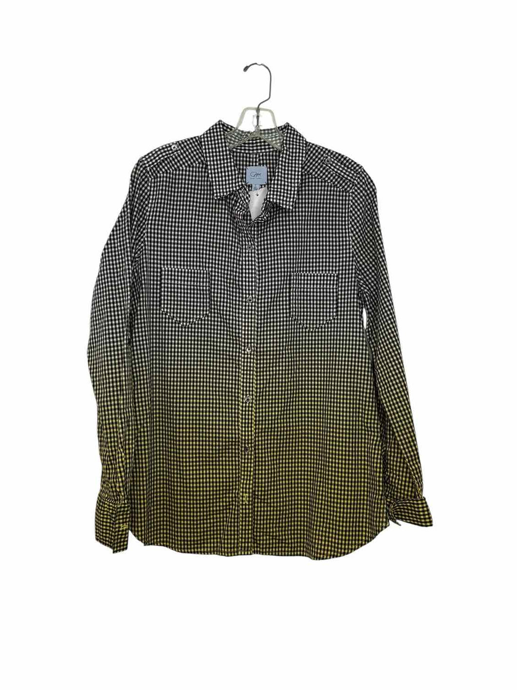 PJK Size Large Black Plaid Pre-Owned Shirt- Ladies
