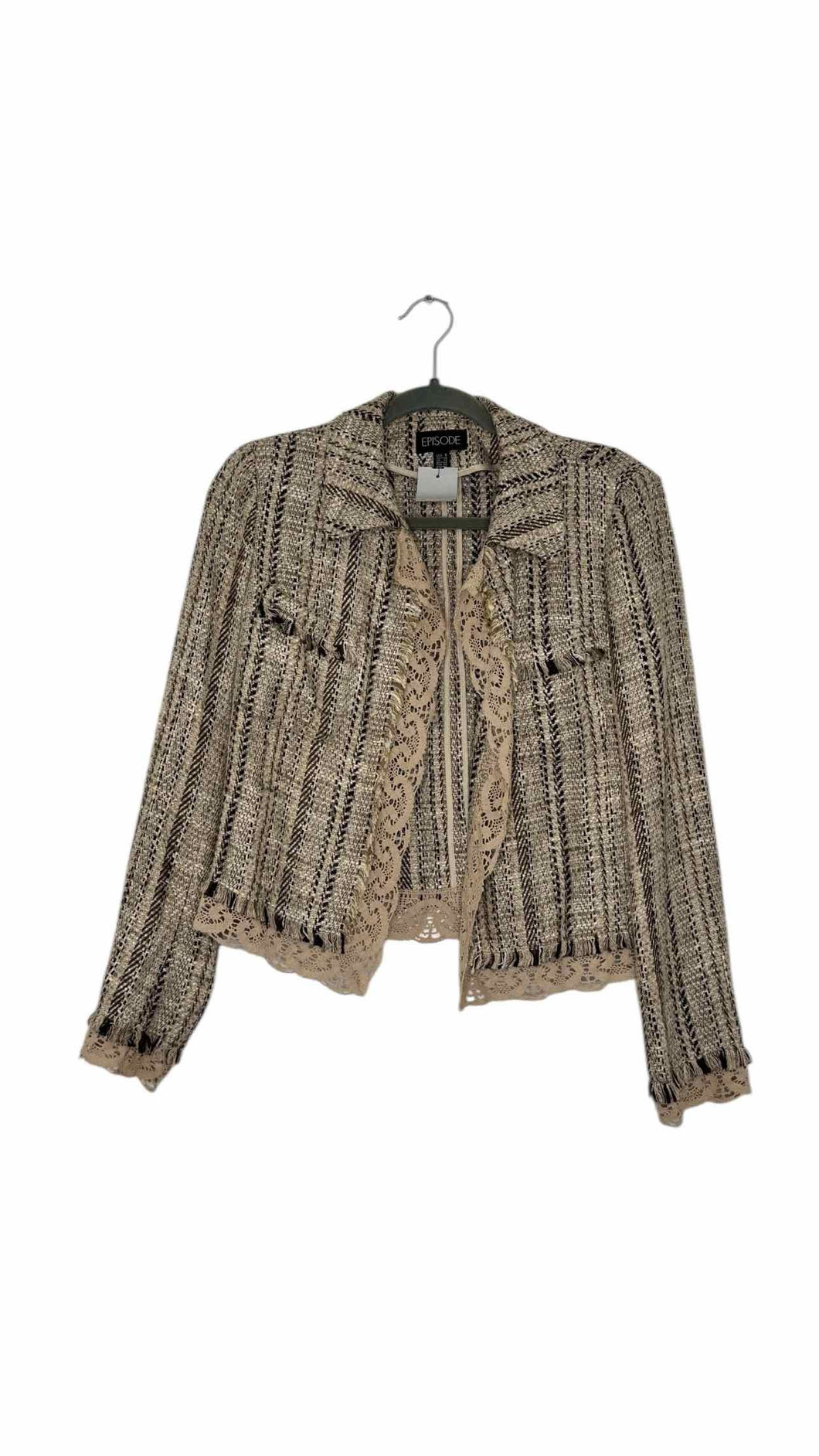 Size 8 Beige Stripe Pre-Owned Blazer/Indoor Jacket- Ladies