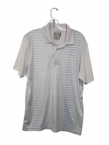 PGA Tour Size L White Stripe Pre-Owned Shirt- Mens