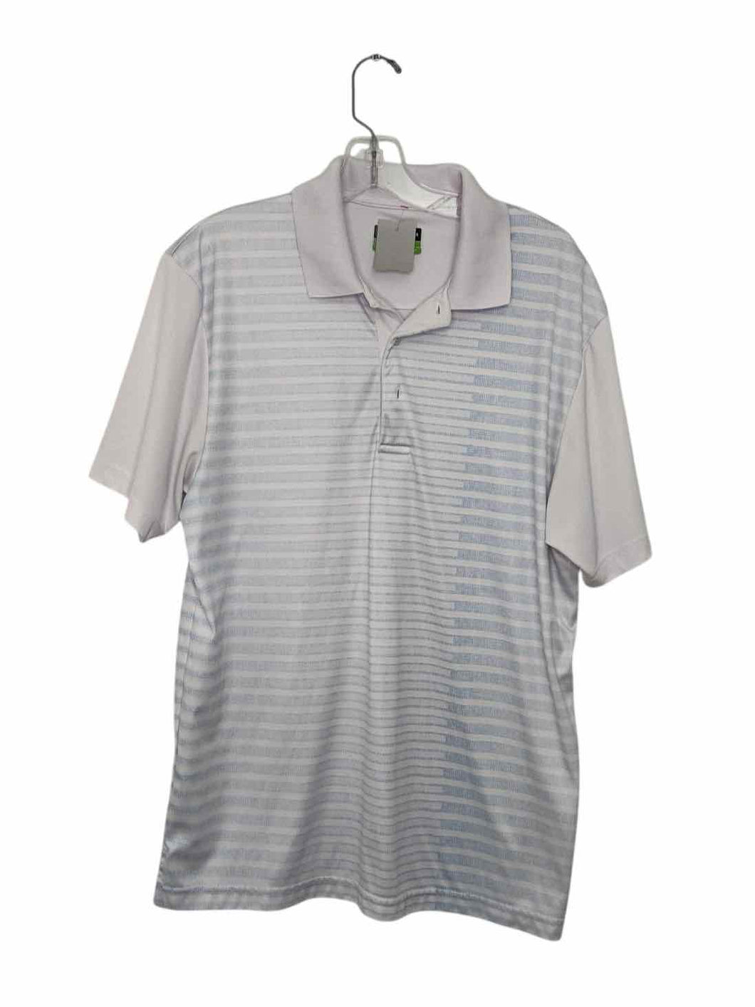 PGA Tour Size L White Stripe Pre-Owned Shirt- Mens