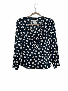 J Crew Size X- Small Navy Print Pre-Owned Shirt- Ladies