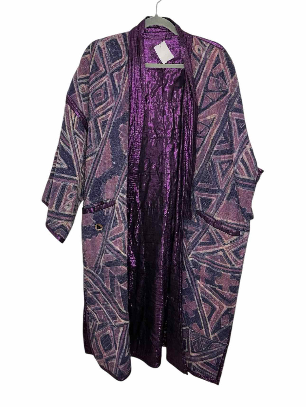 Size One Size Purple Print Pre-Owned Blazer/Indoor Jacket- Ladies