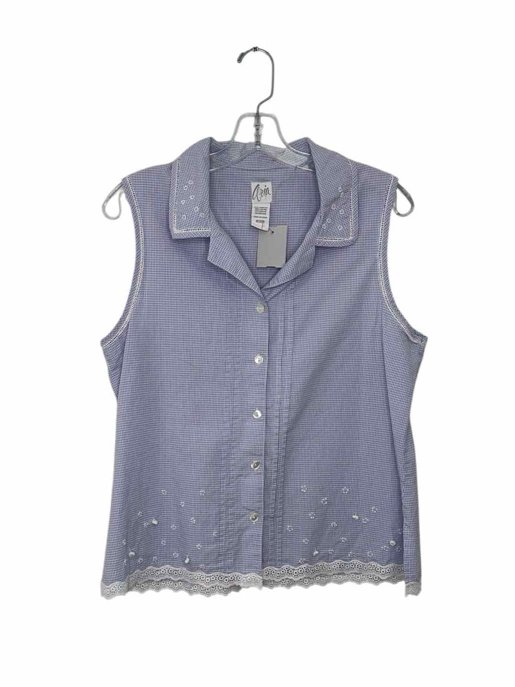 Aria Size Medium Blue Plaid Pre-Owned Shirt- Ladies