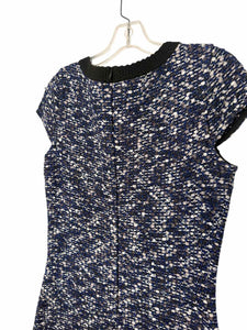 St John Size 6 Navy Print Pre-Owned Dress- Ladies