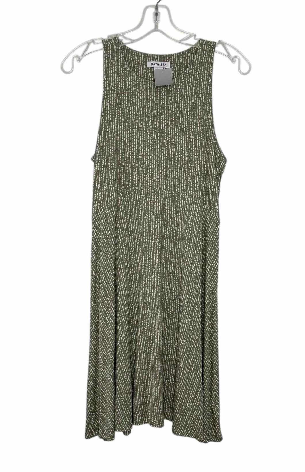 Athleta Size Medium Green Stripe Pre-Owned Dress- Ladies