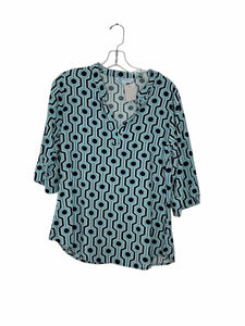 Escapada Size Medium Blue Print Pre-Owned Blouse- Ladies