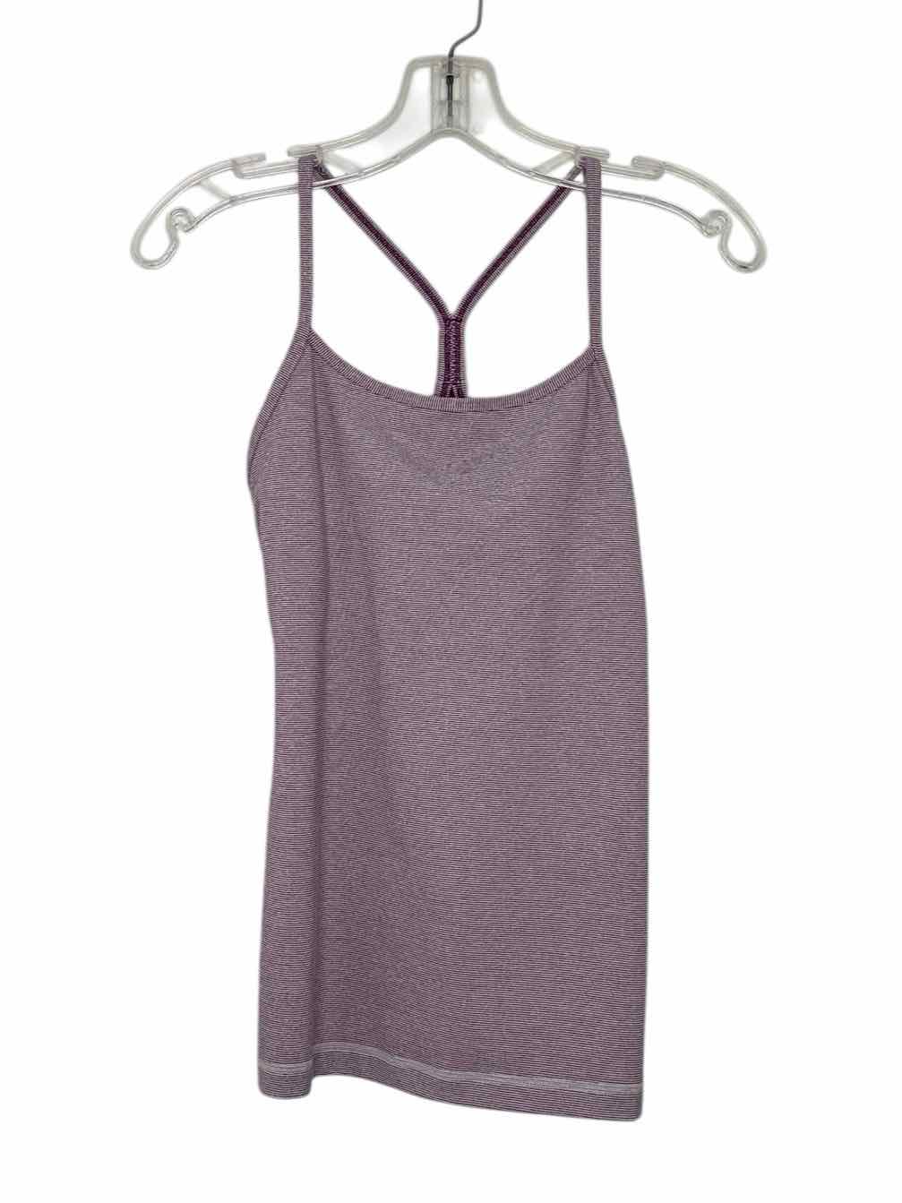 Lululemon Size 6 Purple Stripe Pre-Owned Activewear- Tank