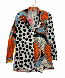 Adore Size Small White Print Pre-Owned Blazer/Indoor Jacket- Ladies
