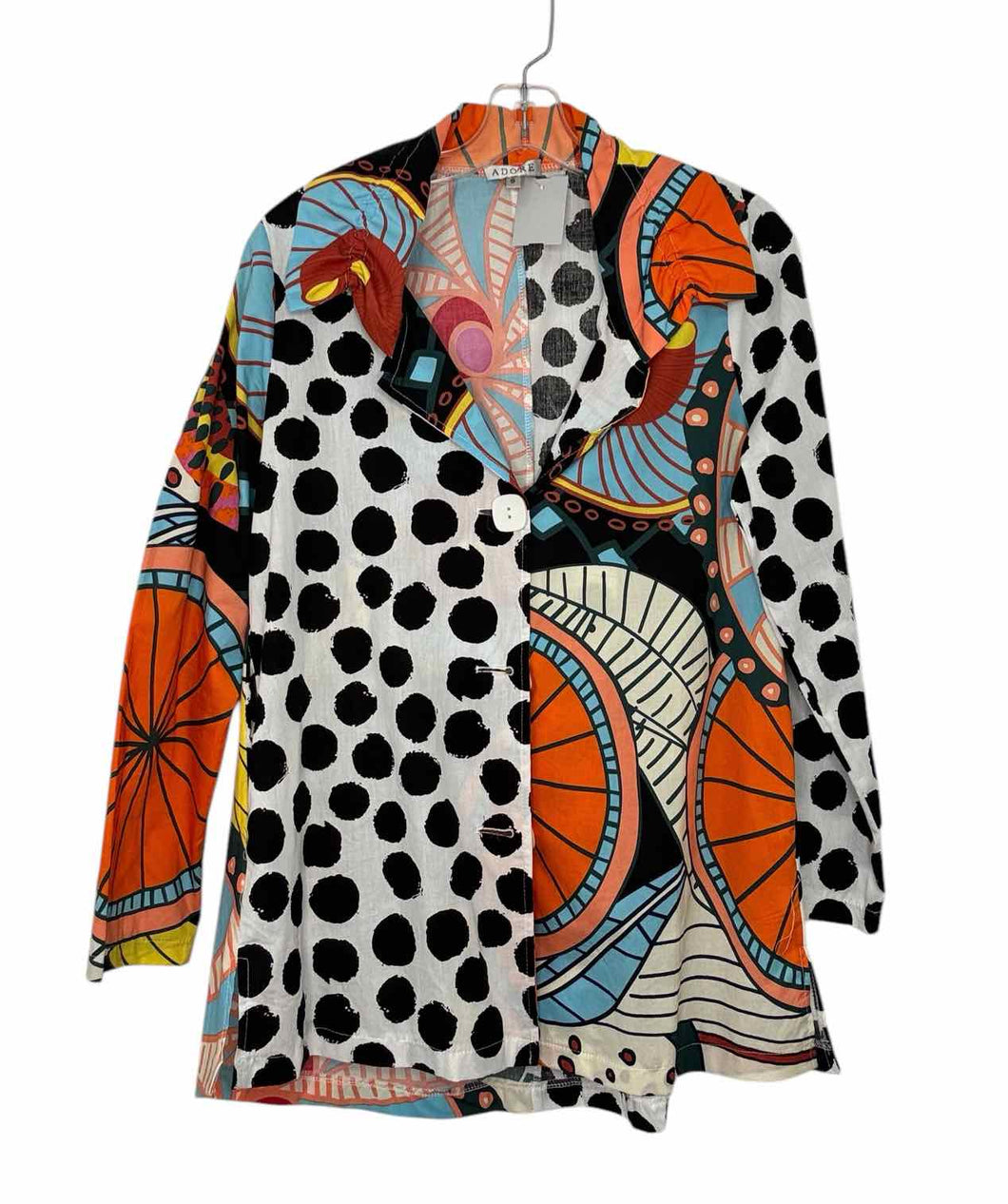 Adore Size Small White Print Pre-Owned Blazer/Indoor Jacket- Ladies