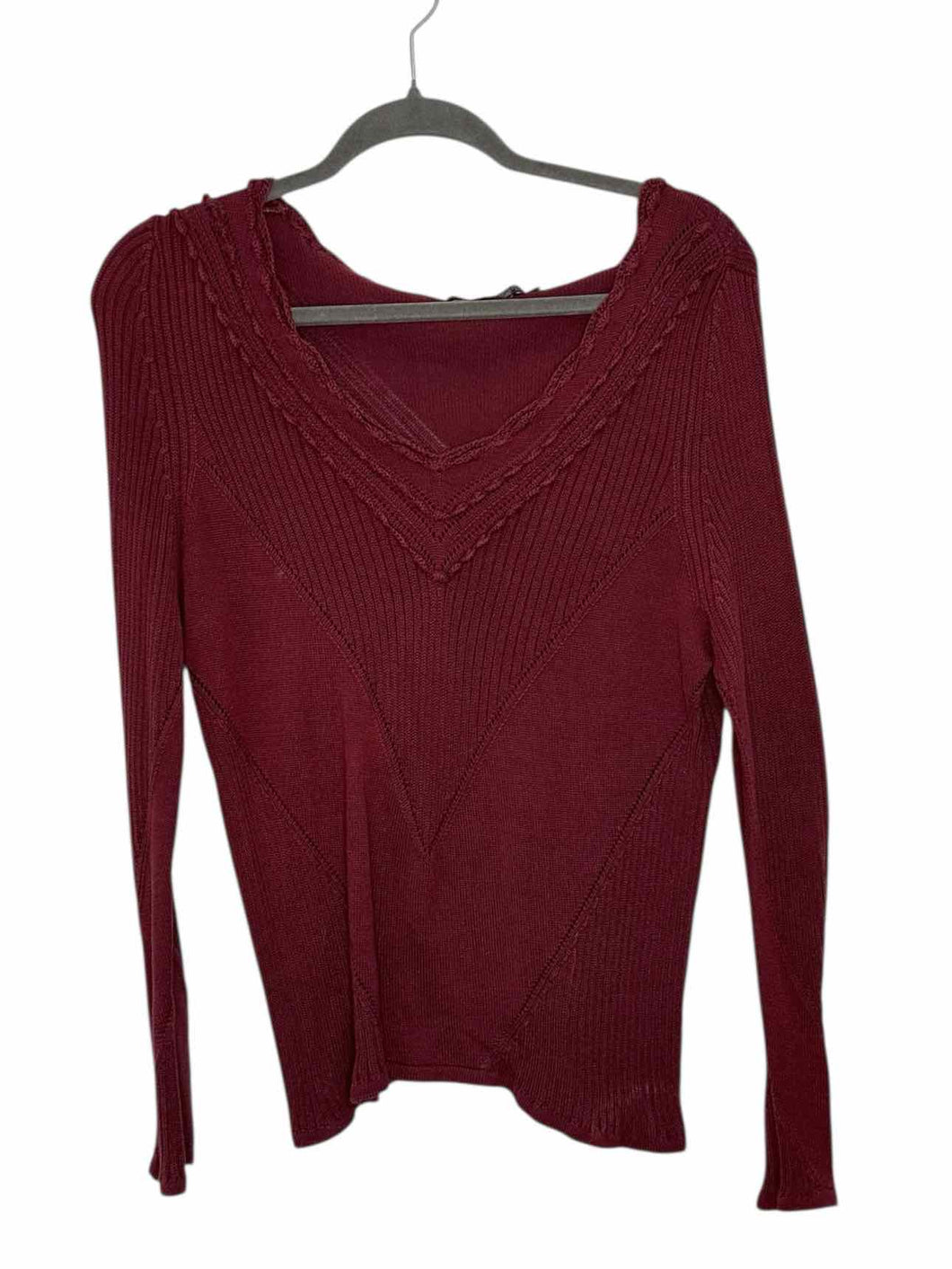 Peruvian Connection Size Large Burgundy Pre-Owned Sweater- Ladies