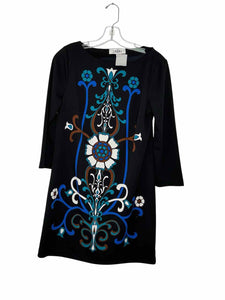 Tibi Size Small Black Print Pre-Owned Dress- Ladies