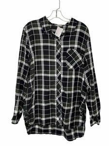 Athleta Size X-Large Green Plaid Pre-Owned Shirt- Ladies