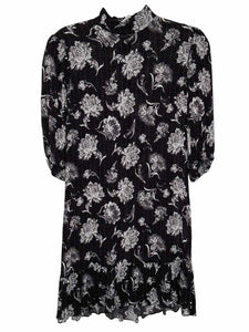 The Kooples Size Small Black Floral Pre-Owned Dress- Ladies
