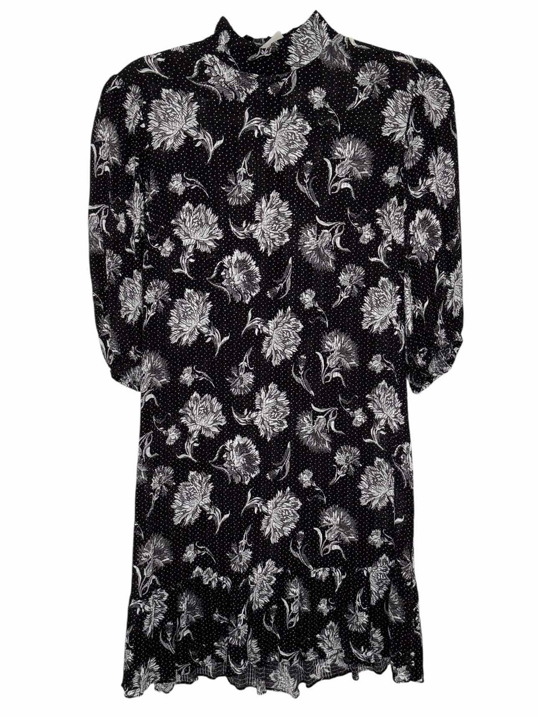 The Kooples Size Small Black Floral Pre-Owned Dress- Ladies