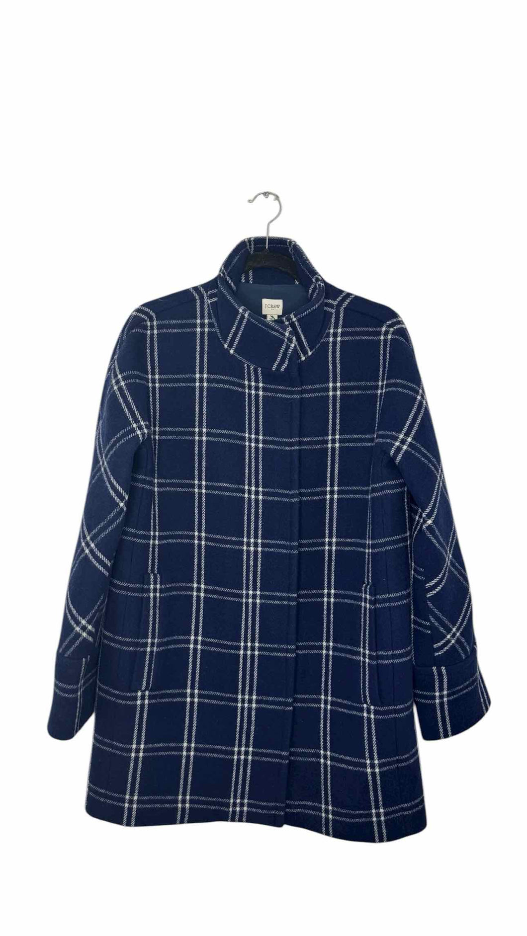 J Crew Size 6 Blue Plaid Pre-Owned Coat- Ladies