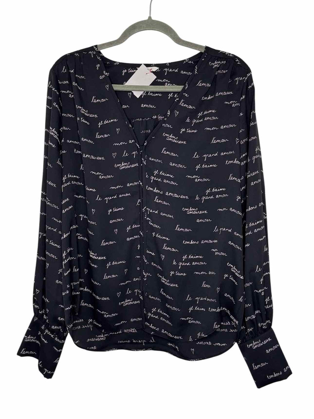 Joie Size Medium Navy Print Pre-Owned Blouse- Ladies