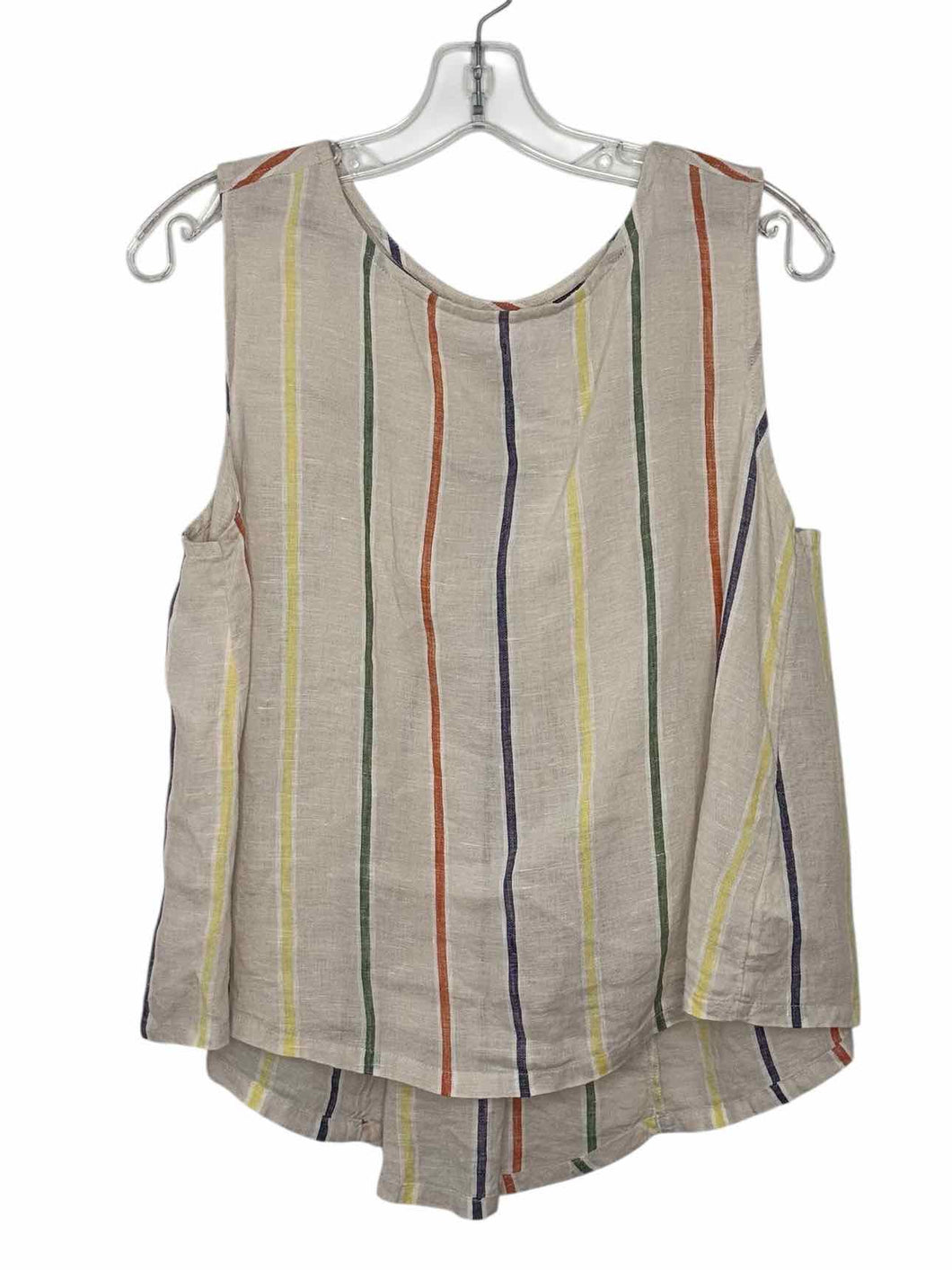 Artisan NY Size Medium Ivory Stripe Pre-Owned Tank Top- Ladies