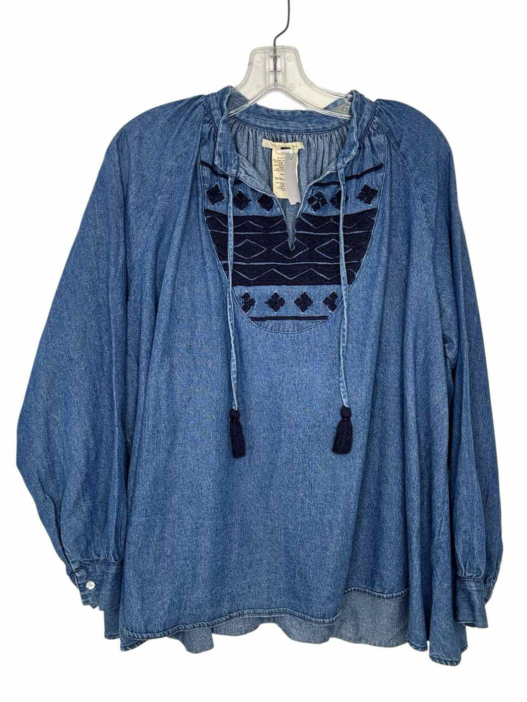 Size Medium Denim Pre-Owned Blouse- Ladies