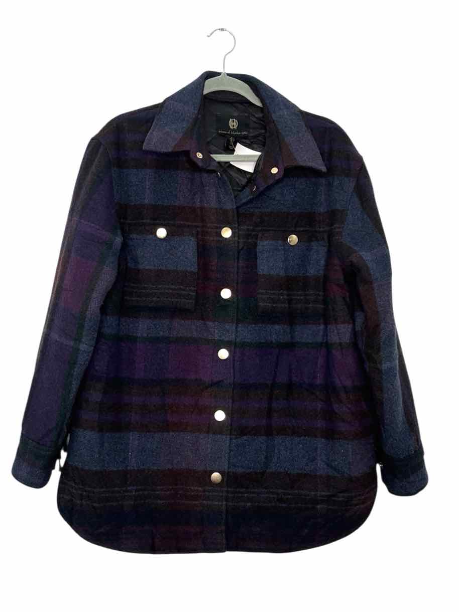 House of Harlow Size Small Navy Plaid Pre-Owned Jacket- Ladies