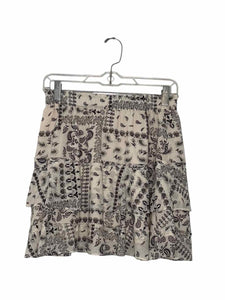 Free People Size X- Small White Print Pre-Owned Skirt- Ladies