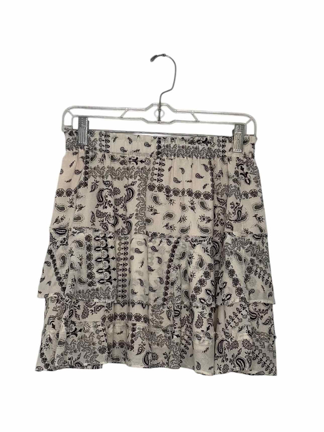 Free People Size X- Small White Print Pre-Owned Skirt- Ladies