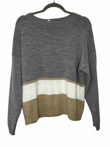 Eddie Bauer Size Large Grey Stripe Pre-Owned Sweater- Ladies