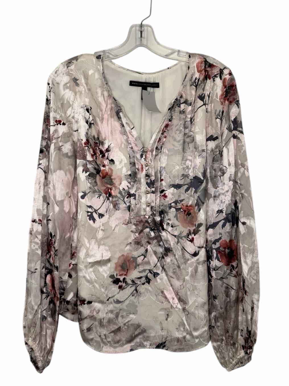 WH/BM Size Medium Pink Floral Pre-Owned Blouse- Ladies
