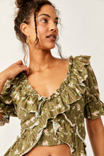 Load image into Gallery viewer, Free People Size X- Small Green Floral Top- Ladies
