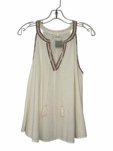 Lucky Brand Size Medium Ivory Print Pre-Owned Tank Top- Ladies