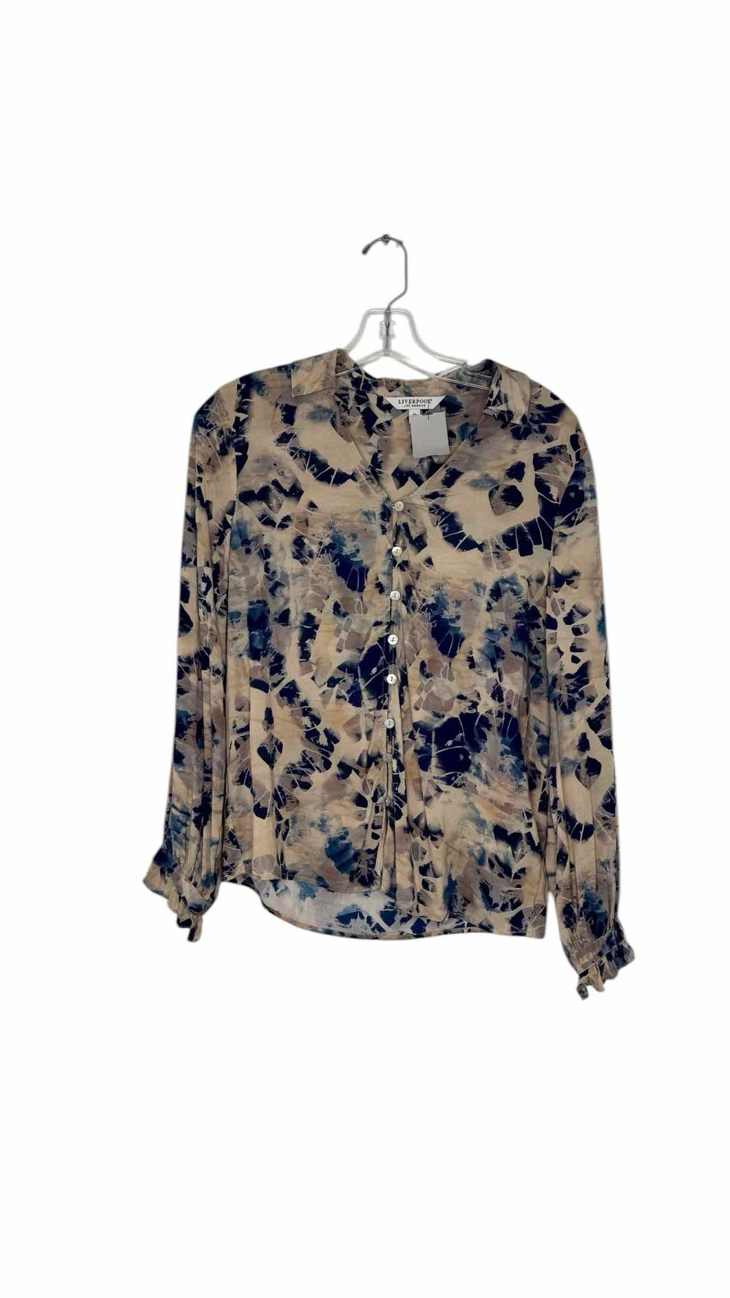 Liver Pool Size X- Small Blue Print Pre-Owned Shirt- Ladies