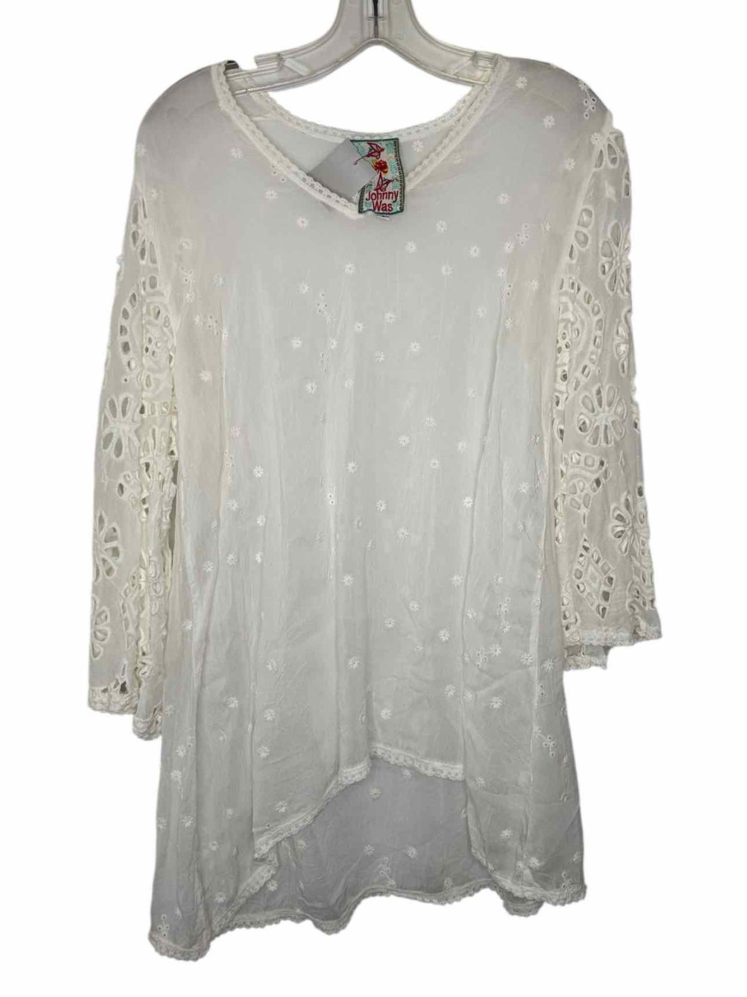 Johnny Was Size Small White Pre-Owned Blouse- Ladies
