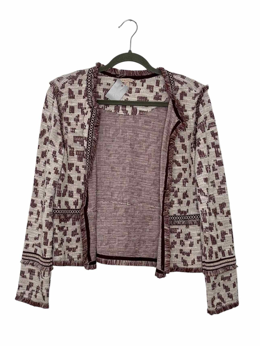 Esprit Size Small Cream Print Pre-Owned Sweater- Ladies