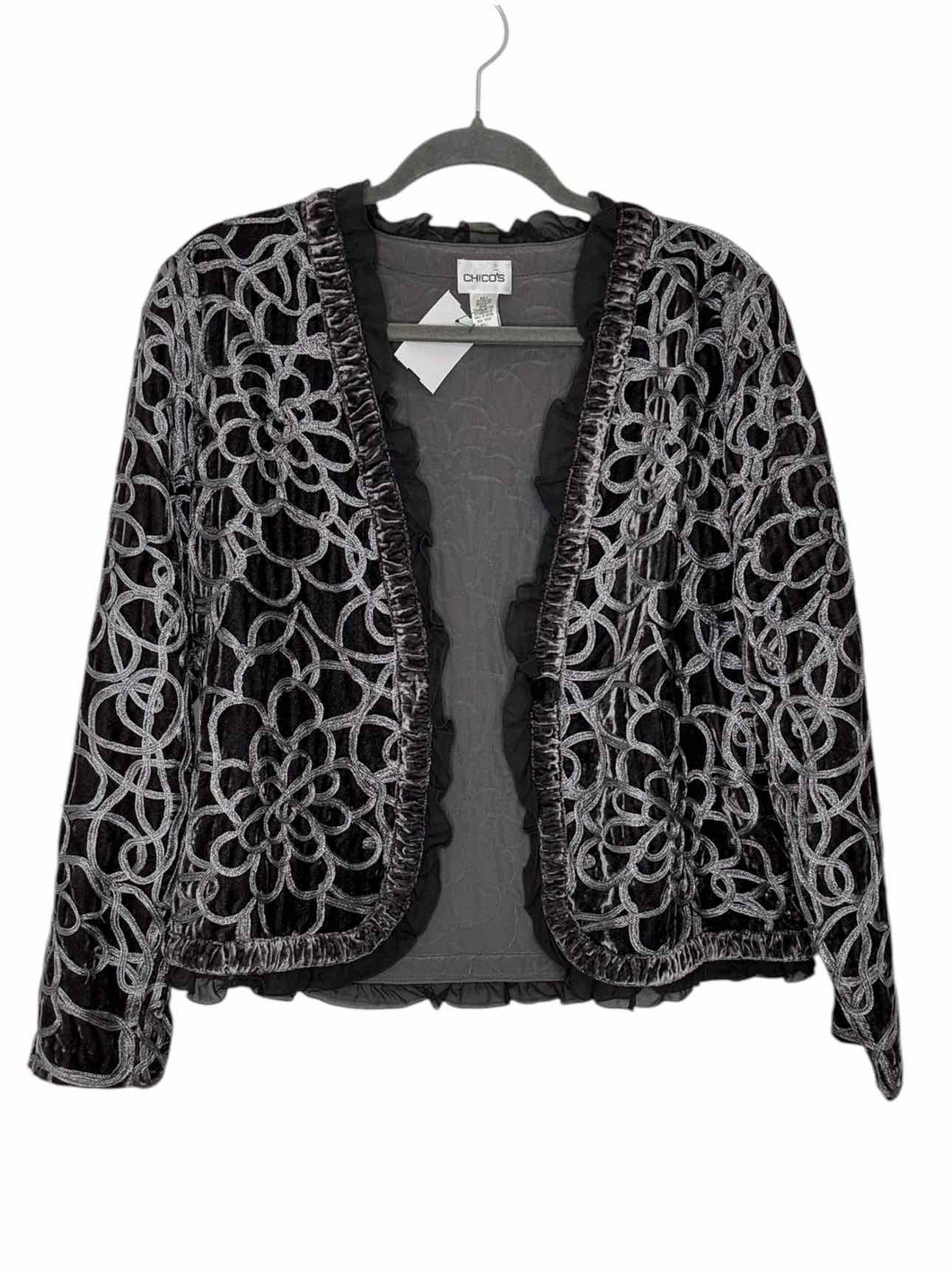 Chicos Size Medium Grey Pre-Owned Blazer/Indoor Jacket- Ladies