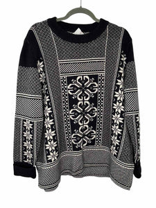 Tuckernuck Size X-Large Black Print Pre-Owned Sweater- Ladies