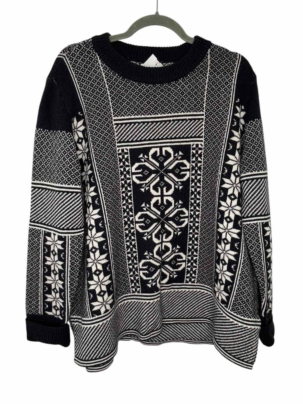 Tuckernuck Size X-Large Black Print Pre-Owned Sweater- Ladies
