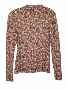 Collina Strada Size Medium White Floral Pre-Owned Top- Ladies