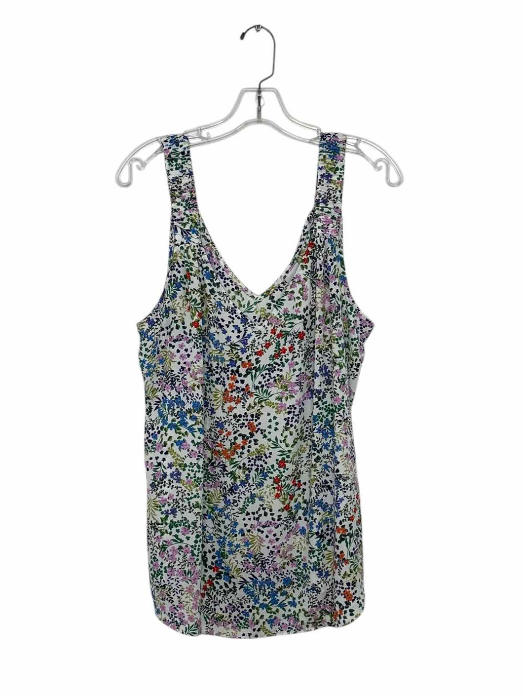 Cabi Size Large White Floral Pre-Owned Tank Top- Ladies