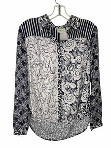 Maeve Size Small Wht/Nav Pre-Owned Blouse- Ladies